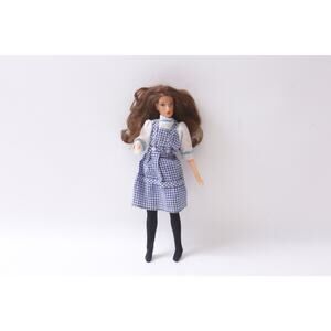 Dorothy Doll, OZ, Brown Hair, Gingham White Blue Dress, Movable Joints, Toy, 8",